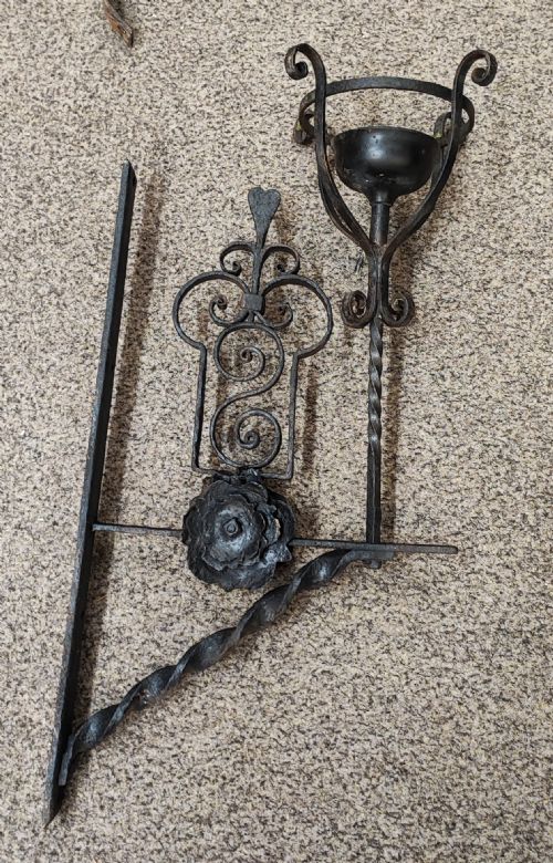 a large 19 c wrought iron wall candle lamp - CATEGORY: ANTIQUE LIGHTING - DATED 19TH CENTURY