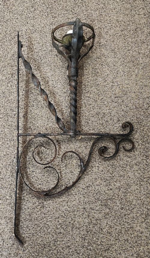 LARGE 19C WROUGHT IRON WALL CANDLE LAMP - ADDITIONAL PHOTO 3