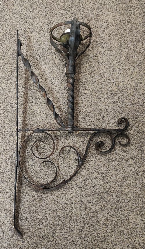 large 19c wrought iron wall candle lamp - CATEGORY: ANTIQUE LIGHTING - DATED 19TH CENTURY