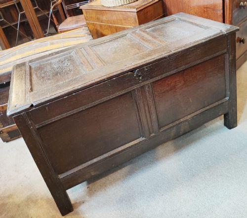 early 18c paneled oak coffee - CATEGORY: ANTIQUE CHESTS - DATED 18TH CENTURY