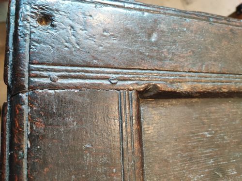 EARLY 18C PANELED OAK COFFEE - ADDITIONAL PHOTO 3