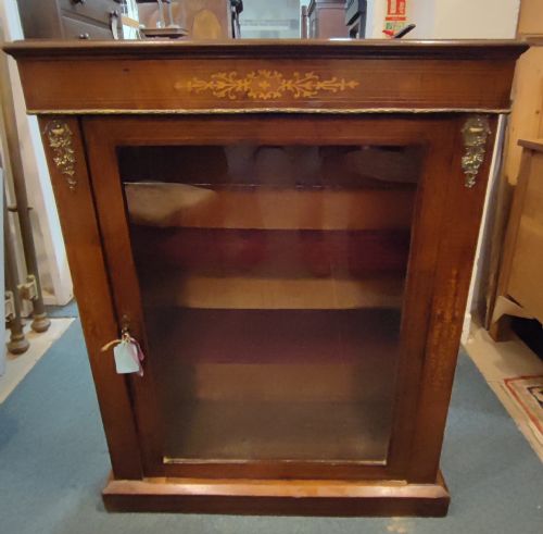 victorian inlaid walnut pier display cabinet - CATEGORY: ANTIQUE CABINETS - DATED VICTORIAN