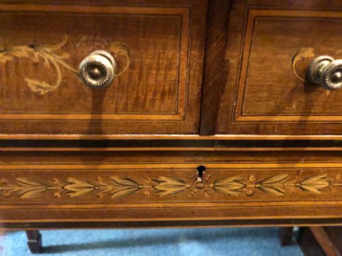 AN EDWARDIAN MAHOGANY AND MARQUETRY CYLINDER DESK - ADDITIONAL PHOTO 17