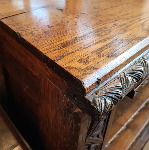 19C CARVED OAK OPEN BOOKCASE - ADDITIONAL PHOTO 2