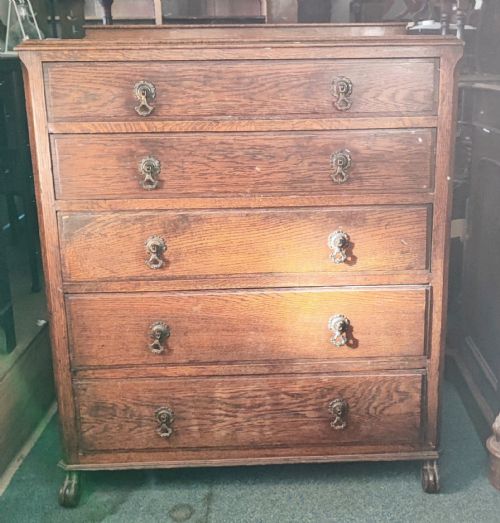 1920s tall oak chest of drawers - CATEGORY: ANTIQUE CHEST OF DRAWERS - DATED 1920