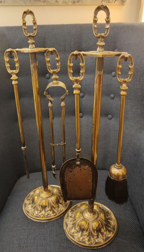 QUALITY ANTIQUE MATCHING PAIR OF FIRE IRONS - ADDITIONAL PHOTO 11