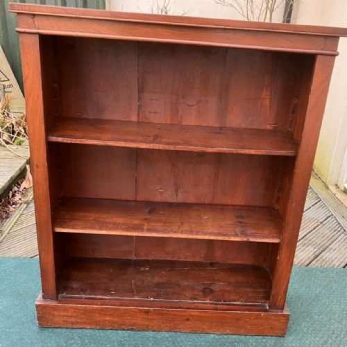 VICTORIAN MAHOGANY OPEN BOOKCASE WITH 2 ADJUSTABLE SHELVES - ADDITIONAL PHOTO 1