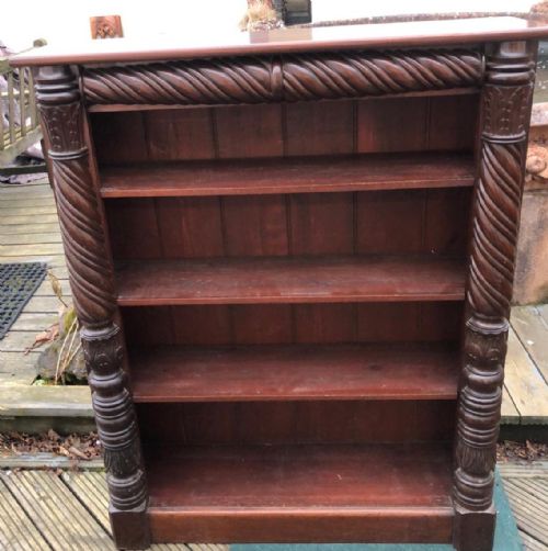 19c carved mahogany open bookcase possibly irish - CATEGORY: ANTIQUE BOOKCASES - DATED 19TH CENTURY