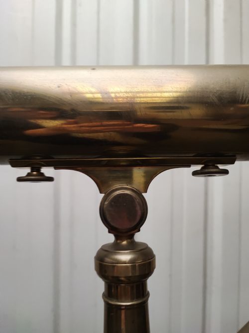 A GOOD AND LARGE ANTIQUE BRASS TELESCOPE ON ORIGINAL TRIPOD STAND - ADDITIONAL PHOTO 23