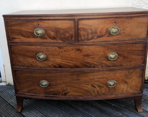 a quality george iii mahogany bow front chest - CATEGORY: ANTIQUE CHEST OF DRAWERS - DATED GEORGIAN