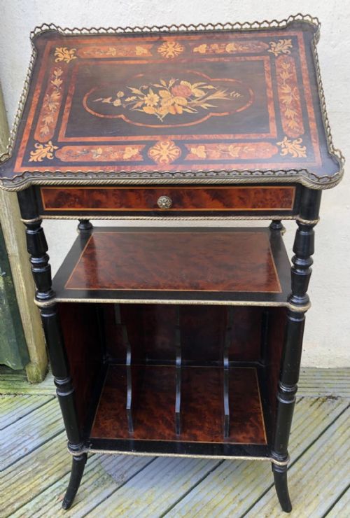 an antique french marquetry and amboina music stand cabinet - CATEGORY: ANTIQUE CABINETS - DATED 19TH CENTURY