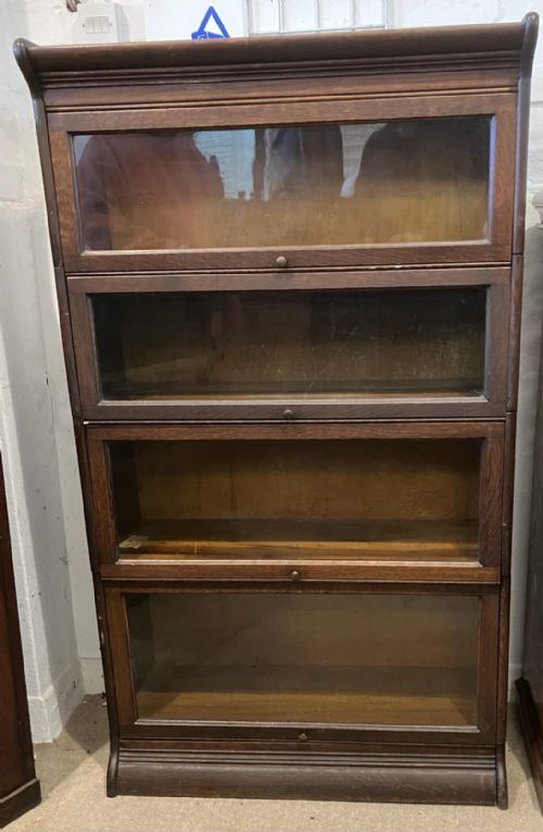 AN EDWARDIAN OAK 4 SECTION STACKING BOOKCASE - ADDITIONAL PHOTO 2