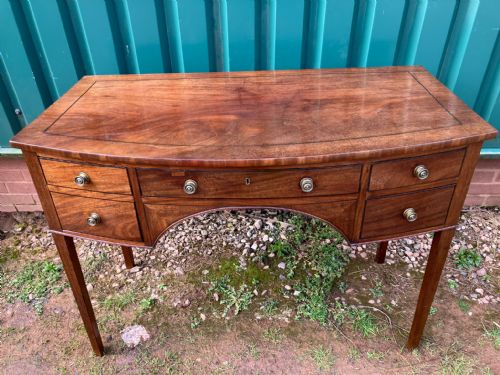 regency mahogany ebony inlaid small sideboard or writing table - CATEGORY: ANTIQUE SIDEBOARDS - DATED REGENCY