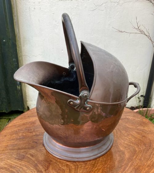 victorian heavy copper coal helmet scuttle - CATEGORY: ANTIQUE FIREPLACES - DATED VICTORIAN