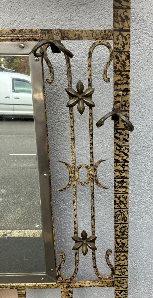 AN UNUSUAL PAINTED ANTIQUE FRENCH IRON HALL STAND - ADDITIONAL PHOTO 5