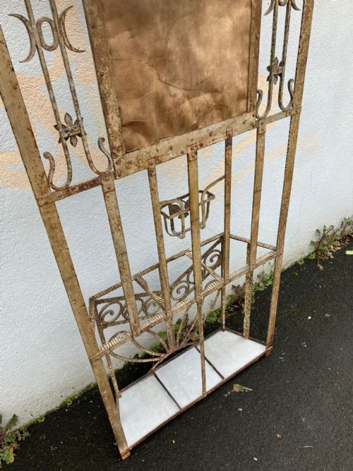 AN UNUSUAL PAINTED ANTIQUE FRENCH IRON HALL STAND - ADDITIONAL PHOTO 6