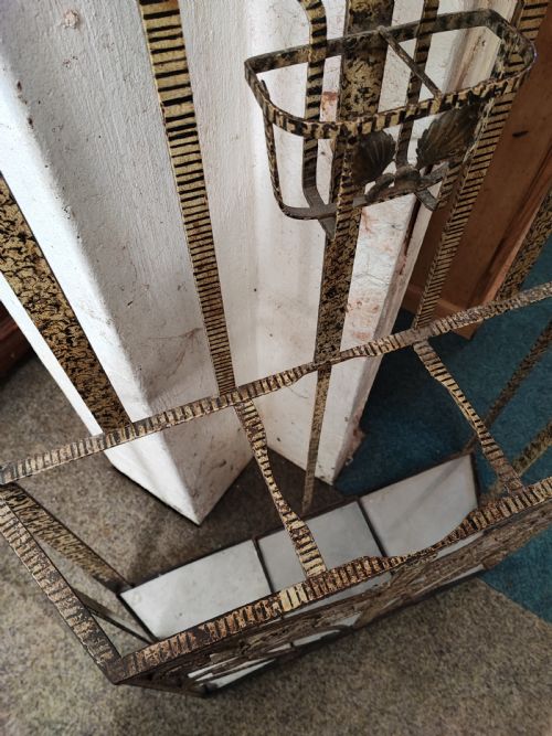 AN UNUSUAL PAINTED ANTIQUE FRENCH IRON HALL STAND - ADDITIONAL PHOTO 15
