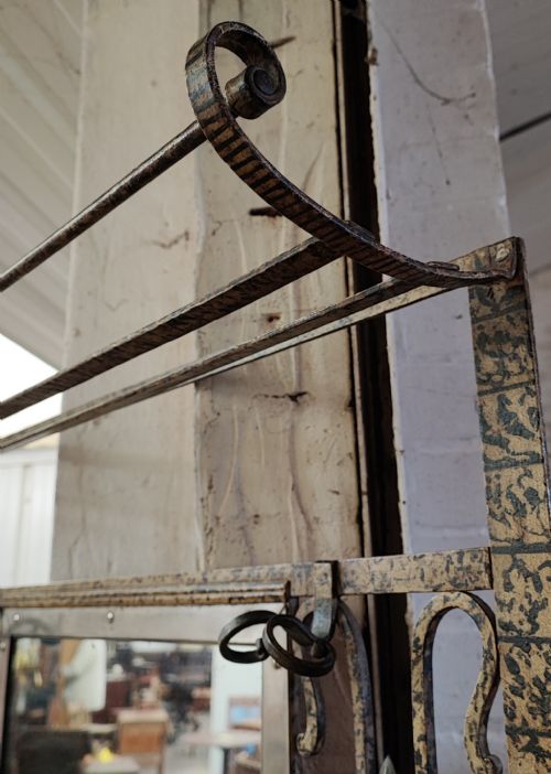 AN UNUSUAL PAINTED ANTIQUE FRENCH IRON HALL STAND - ADDITIONAL PHOTO 16
