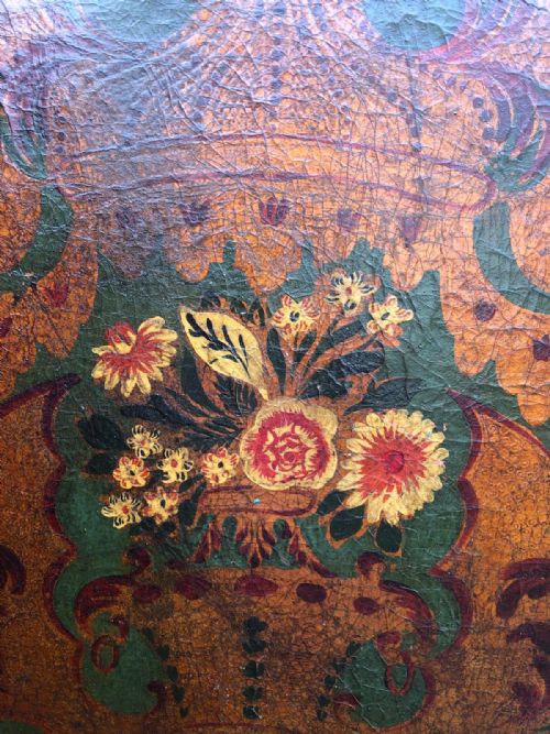 AN ANTIQUE 4 FOLD LEATHER SCREEN - ADDITIONAL PHOTO 4