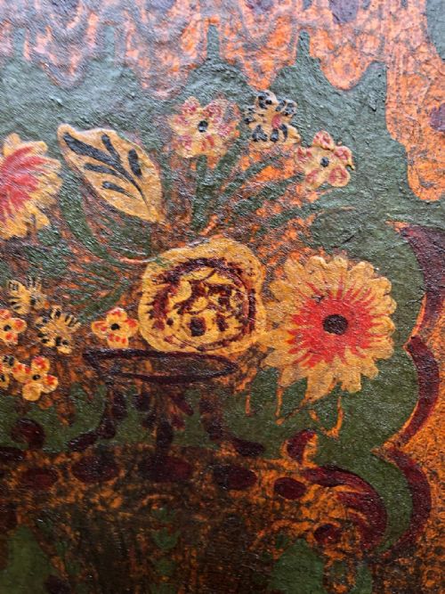 AN ANTIQUE 4 FOLD LEATHER SCREEN - ADDITIONAL PHOTO 5