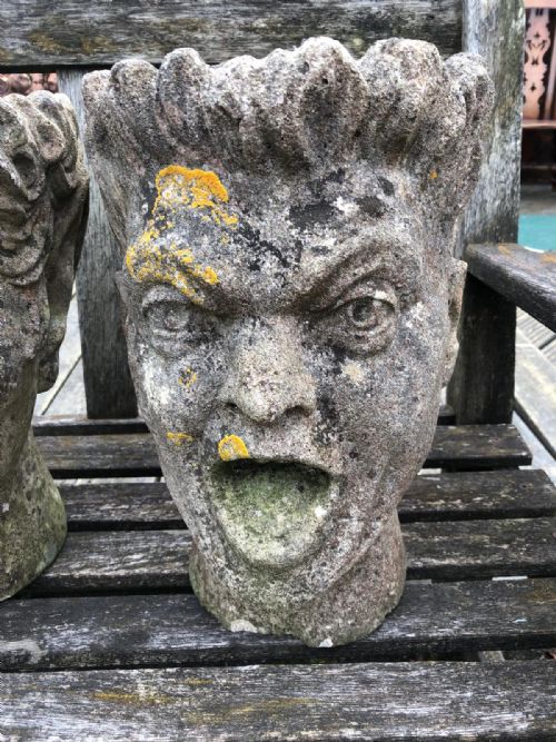 AN UNUSUAL ANTIQUE PAIR OF RECONSTITUTED STONE PLANTERS - ADDITIONAL PHOTO 4