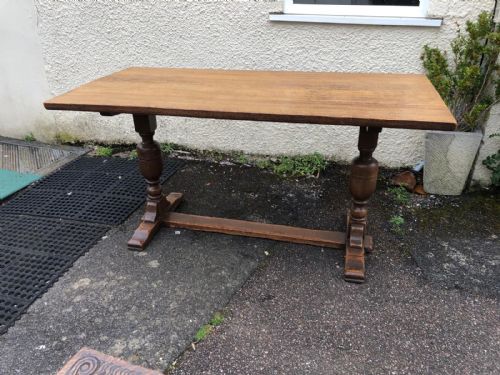 ANTIQUE OAK REFECTORY DINING TABLE - ADDITIONAL PHOTO 2