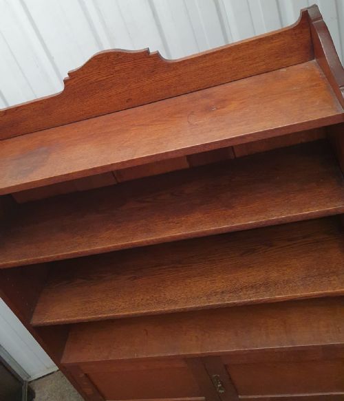 ANTIQUE OAK ART'S AND CRAFTS OPEN BOOKCASE - ADDITIONAL PHOTO 1