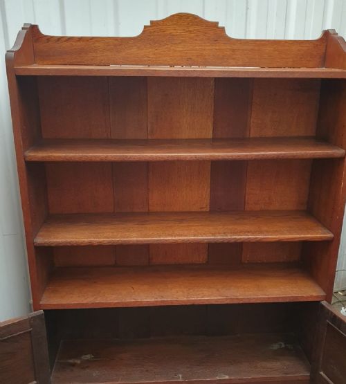 ANTIQUE OAK ART'S AND CRAFTS OPEN BOOKCASE - ADDITIONAL PHOTO 4