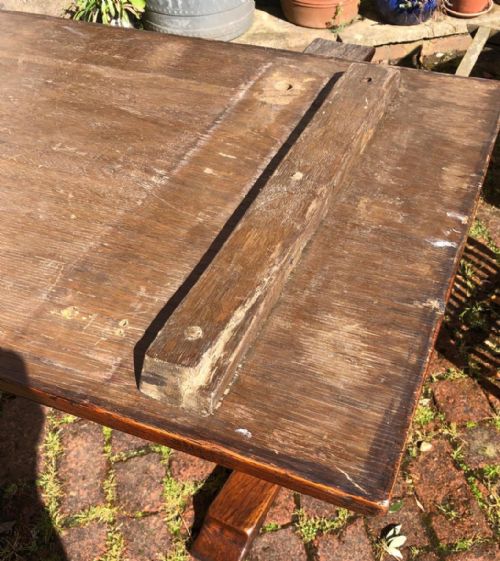 ANTIQUE OAK ART'S AND CRAFTS REFECTORY OR TAVERN TABLE - ADDITIONAL PHOTO 5