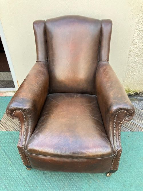 antique leather arm chair - CATEGORY: ANTIQUE CHAIRS - DATED VICTORIAN