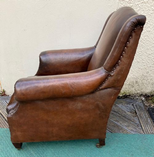 ANTIQUE LEATHER ARM CHAIR - ADDITIONAL PHOTO 1