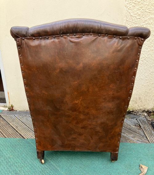 ANTIQUE LEATHER ARM CHAIR - ADDITIONAL PHOTO 2