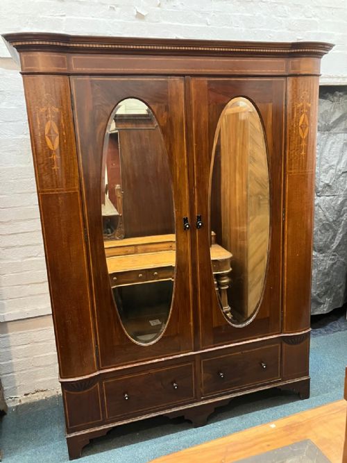 an antique inland mahogany 2 door wardrobe - CATEGORY: ANTIQUE WARDROBES - DATED EDWARDIAN