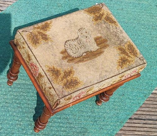 CHARMING ANTIQUE MAHOGANY NEEDLEWORK STOOL - ADDITIONAL PHOTO 9