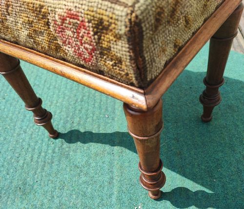 CHARMING ANTIQUE MAHOGANY NEEDLEWORK STOOL - ADDITIONAL PHOTO 13