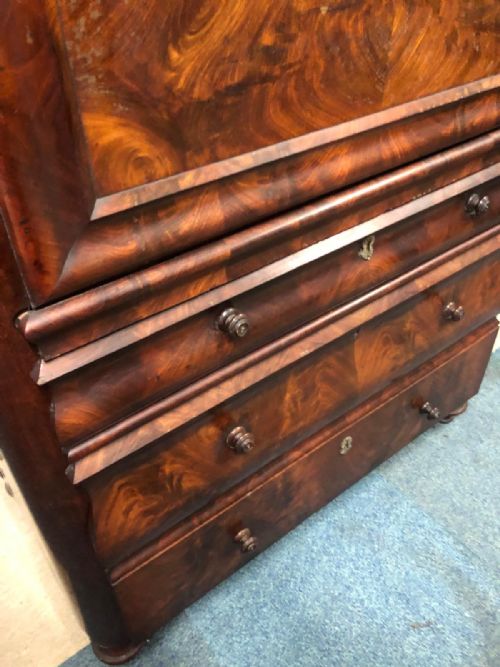 A QUALITY ANTIQUE FRENCH MAHOGANY SECRETAIRE ABATTANT DESK - ADDITIONAL PHOTO 3