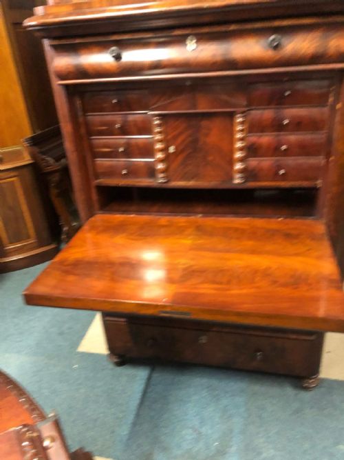 A QUALITY ANTIQUE FRENCH MAHOGANY SECRETAIRE ABATTANT DESK - ADDITIONAL PHOTO 4