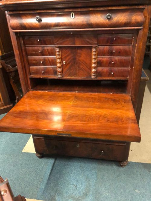 A QUALITY ANTIQUE FRENCH MAHOGANY SECRETAIRE ABATTANT DESK - ADDITIONAL PHOTO 8