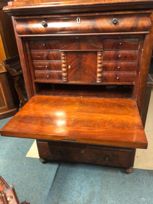 A QUALITY ANTIQUE FRENCH MAHOGANY SECRETAIRE ABATTANT DESK - ADDITIONAL PHOTO 9
