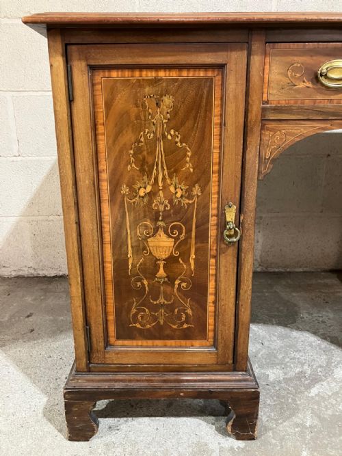 AN ANTIQUE MAHOGANY INLAID DESK - ADDITIONAL PHOTO 2