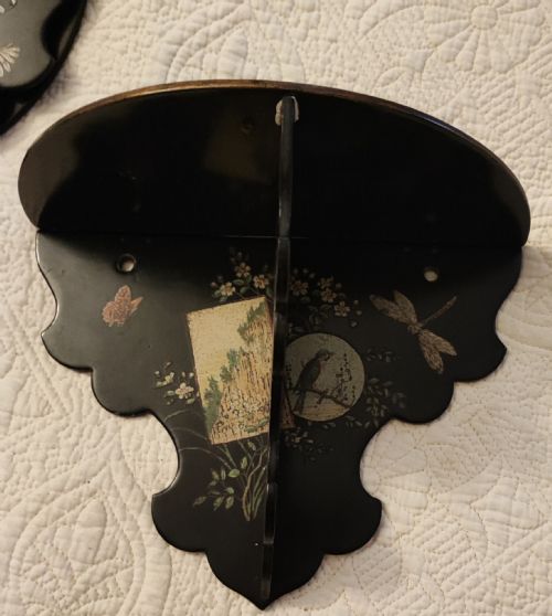 ANTIQUE SET OF 3 ASTHETIC MOVEMENT PAPER MACHE WALL BRACKETS - ADDITIONAL PHOTO 10