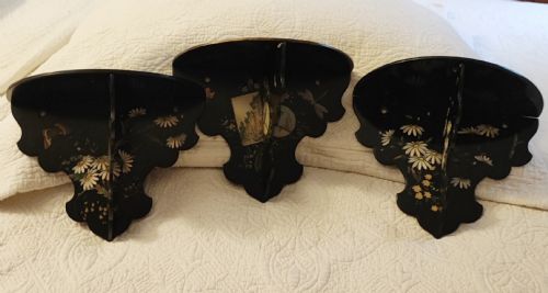 ANTIQUE SET OF 3 ASTHETIC MOVEMENT PAPER MACHE WALL BRACKETS - ADDITIONAL PHOTO 16