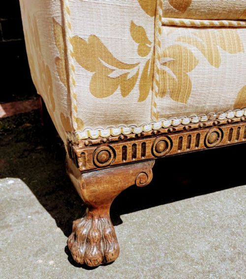 ANTIQUE CARVED MAHOGANY TWO SEATER SETTEE - ADDITIONAL PHOTO 11