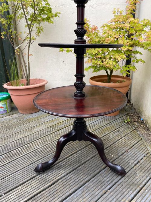 GEORGIAN MAHOGANY 3 TIER DUMB WAITER - ADDITIONAL PHOTO 9