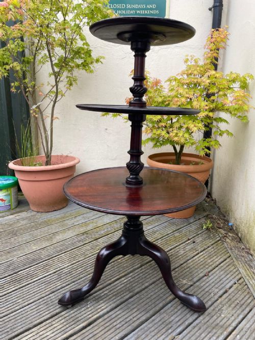 GEORGIAN MAHOGANY 3 TIER DUMB WAITER - ADDITIONAL PHOTO 13