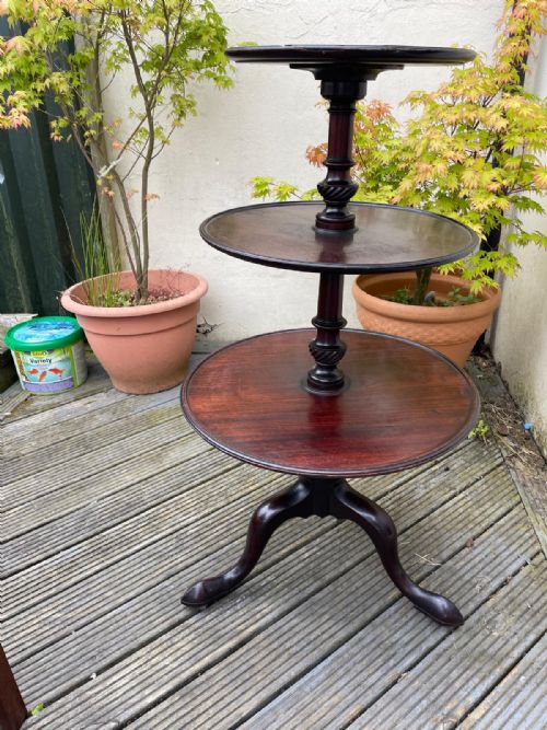 GEORGIAN MAHOGANY 3 TIER DUMB WAITER - ADDITIONAL PHOTO 14