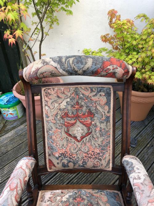 ANTIQUE MAHOGANY AMERICAN ROCKING CHAIR - ADDITIONAL PHOTO 2