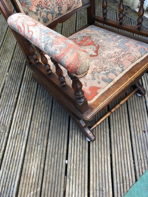 ANTIQUE MAHOGANY AMERICAN ROCKING CHAIR - ADDITIONAL PHOTO 3