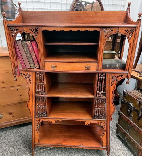 a fine arts and crafts liberty of london moorish open bookcase - CATEGORY: ANTIQUE CABINETS - DATED 1900