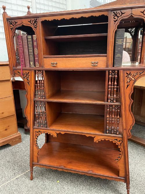 A FINE ARTS AND CRAFTS LIBERTY OF LONDON MOORISH OPEN BOOKCASE - ADDITIONAL PHOTO 8